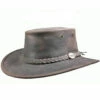 BARMAH FOLDAWAY BRONCO LEATHER HAT BROWN