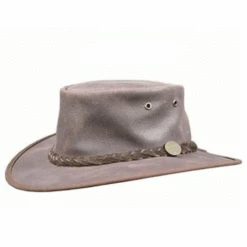 BARMAH FOLDAWAY OILED LEATHER HAT
