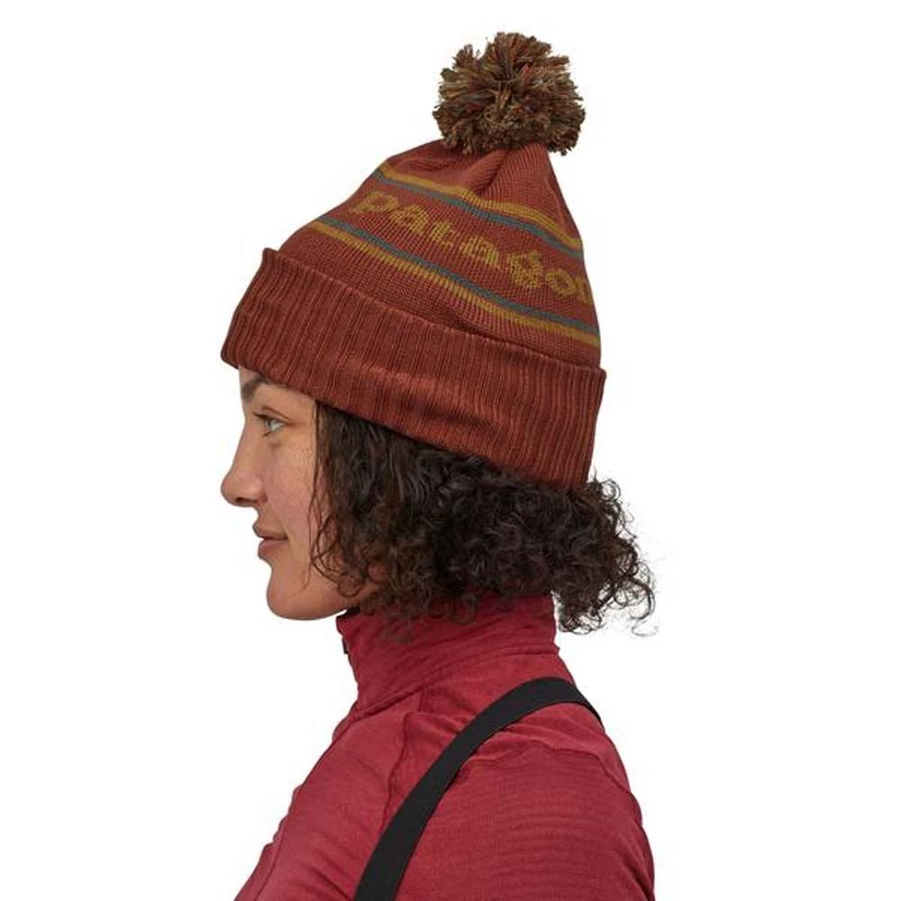 Patagonia Powder Town Unisex Beanie Park Stripe Knit: Spanish Red 9 Patagonia Powder Town Unisex Beanie Park Stripe Knit: Spanish Red - Image 9