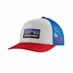 Patagonia P-6 Logo Trucker Hat White w/Palo Green -Geardeal Shop 38289 WPAL ALL 2