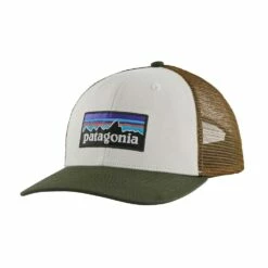 Patagonia P-6 Logo Trucker Hat White w/Palo Green -Geardeal Shop 38289 WPAL ALL 8