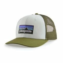 Patagonia P-6 Logo Trucker Hat White w/Palo Green -Geardeal Shop 38289 WPAL ALL 9