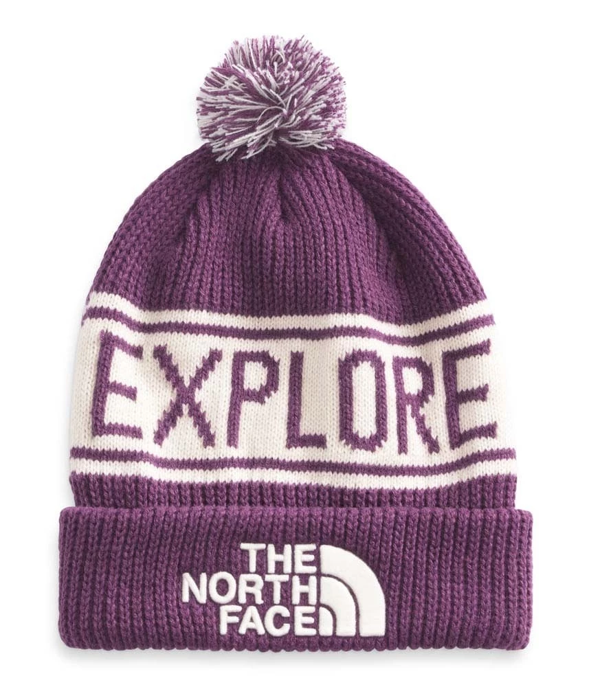 The North Face Retro TNF Pom Beanie Pikes Purple/Gardenia White 1 The North Face Retro TNF Pom Beanie Pikes Purple/Gardenia White