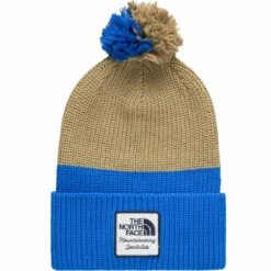 The North Face Heritage Pom Mens Beanie Kelp Tan/Hero Blue -Geardeal Shop NF0A55KI